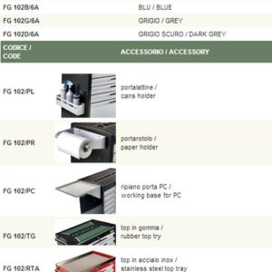 Coffret à outils avec 6 tiroirs et rehausse en acier FASANO FG 102V/6G - Image 3