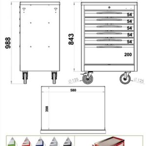 Coffret à outils avec 6 tiroirs et rehausse en acier FASANO FG 102V/6G - Image 4